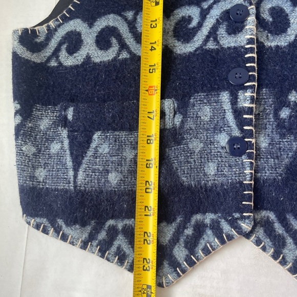 Ave Of America Vintage  Women’s Large Vest 90s Blue Wool V Neck Cardigan - Picture 6 of 6